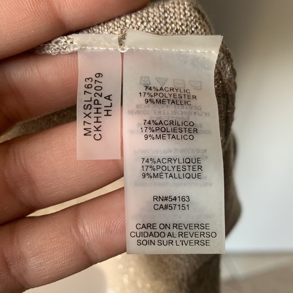 CALVIN KLEIN Gold Thread Bell Sleeve Lightweight Pullover Sweater - Picture 6 of 8